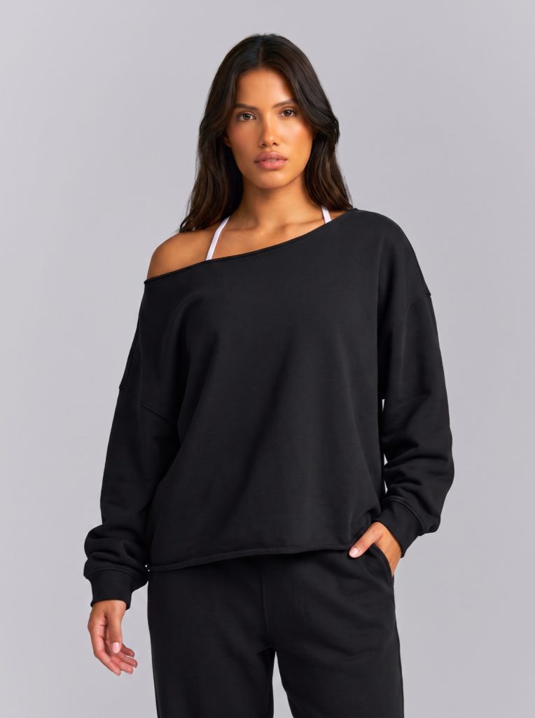 Vintage Off The Shoulder Top - Black